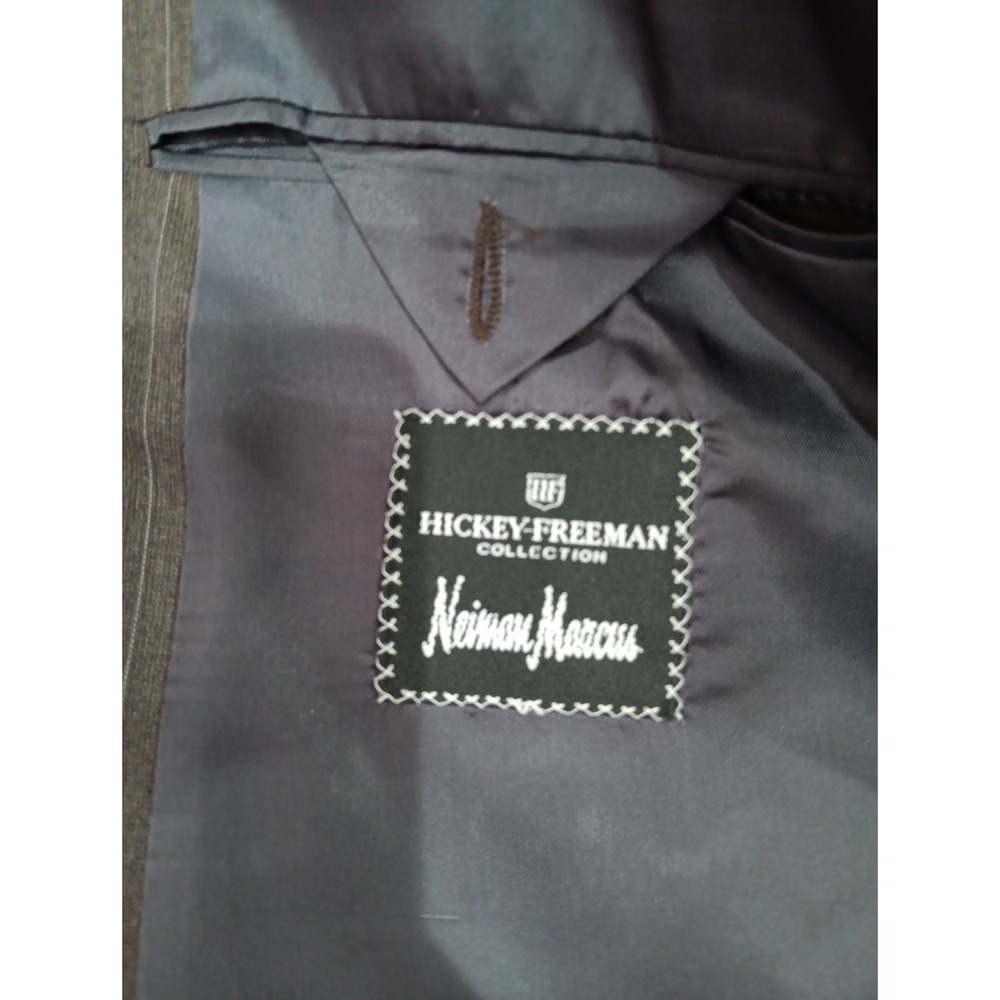 Loro Piana Hickey Freeman‎ Tasmania 120 Pinstripe Wool Blazer Brown 50L 2248
